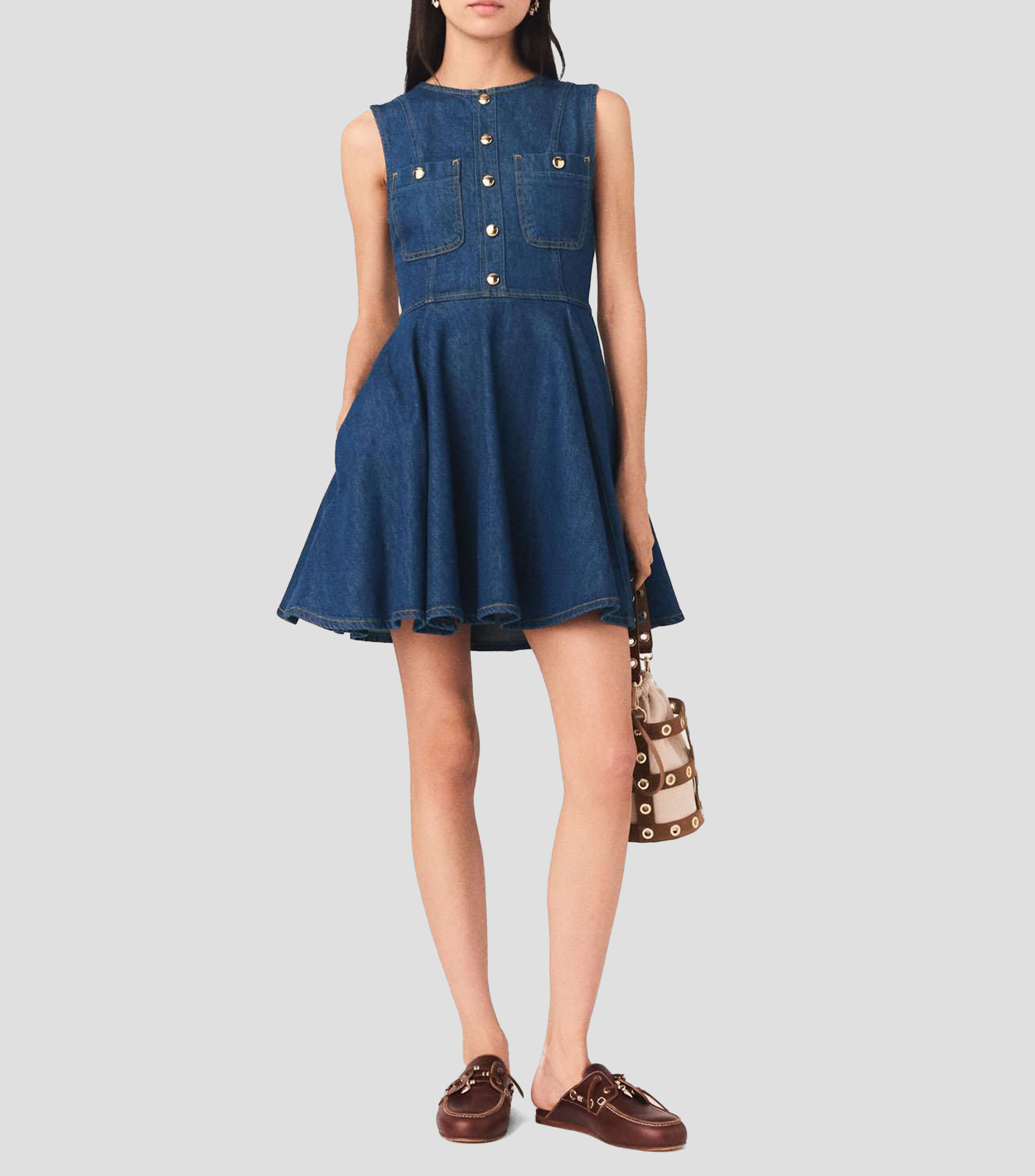 Vestido corto liso Mujer